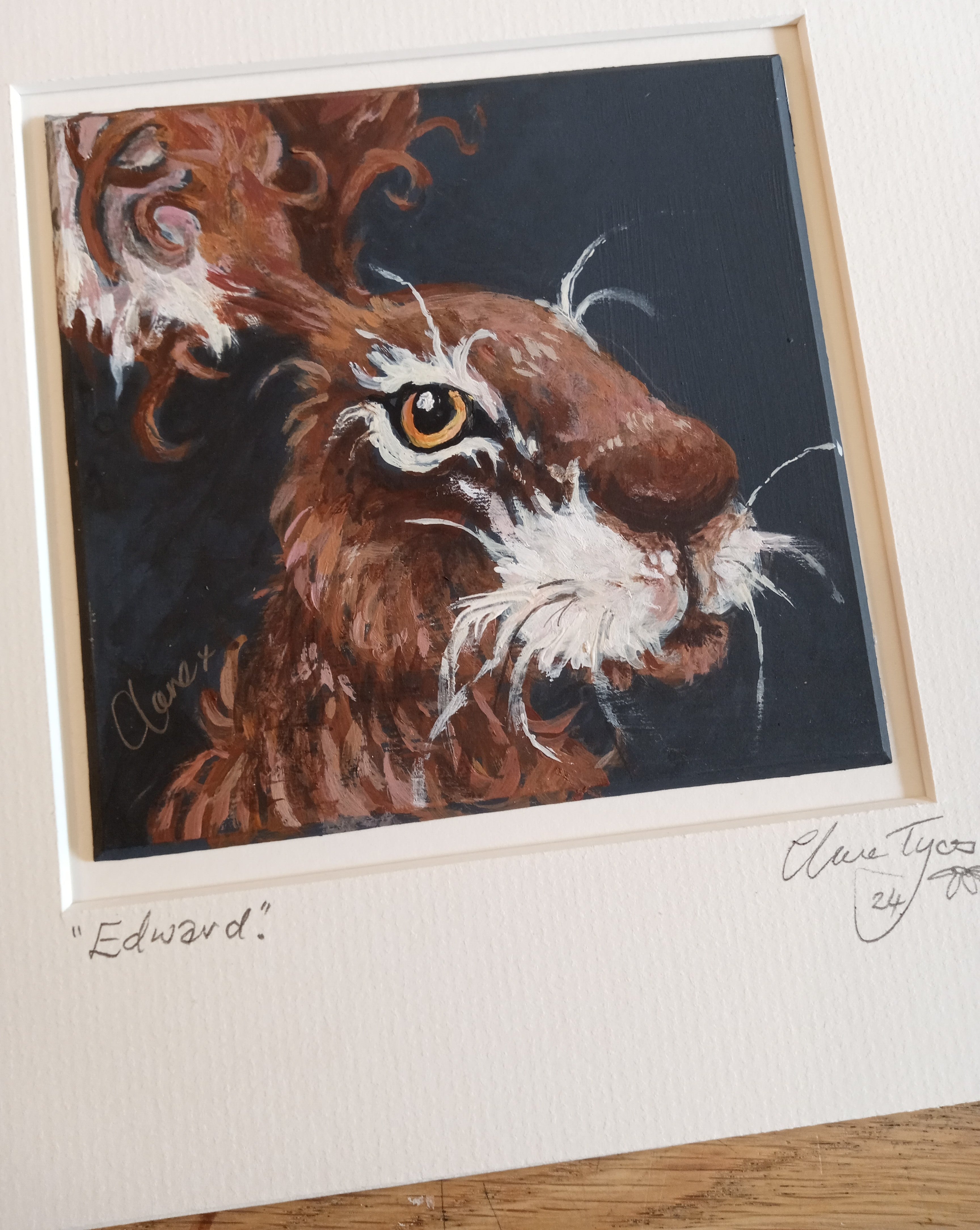 Edward. Original mixed media painting signed and framed.