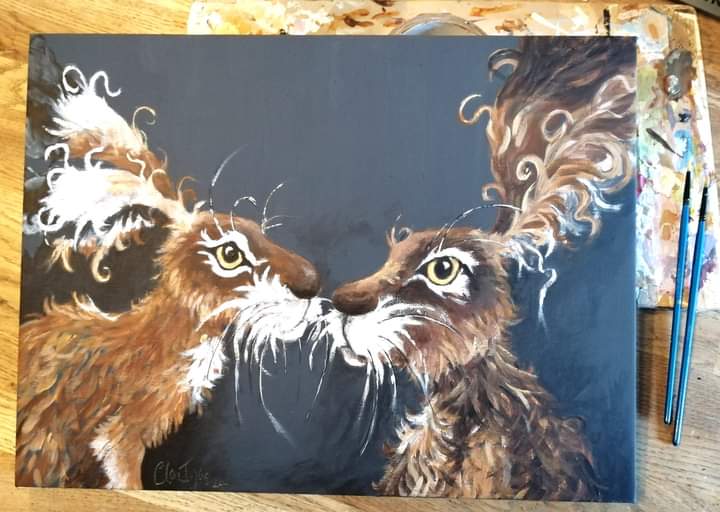 Just the two of us.Original Acrylic Canvas. signed.