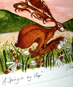 A spring in my step. Original watercolour signed and framed.