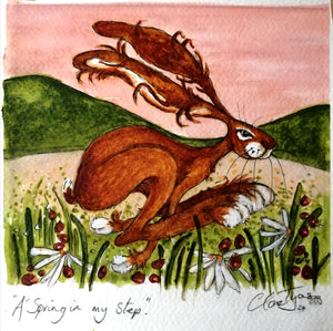 A spring in my step. Original watercolour signed and framed.