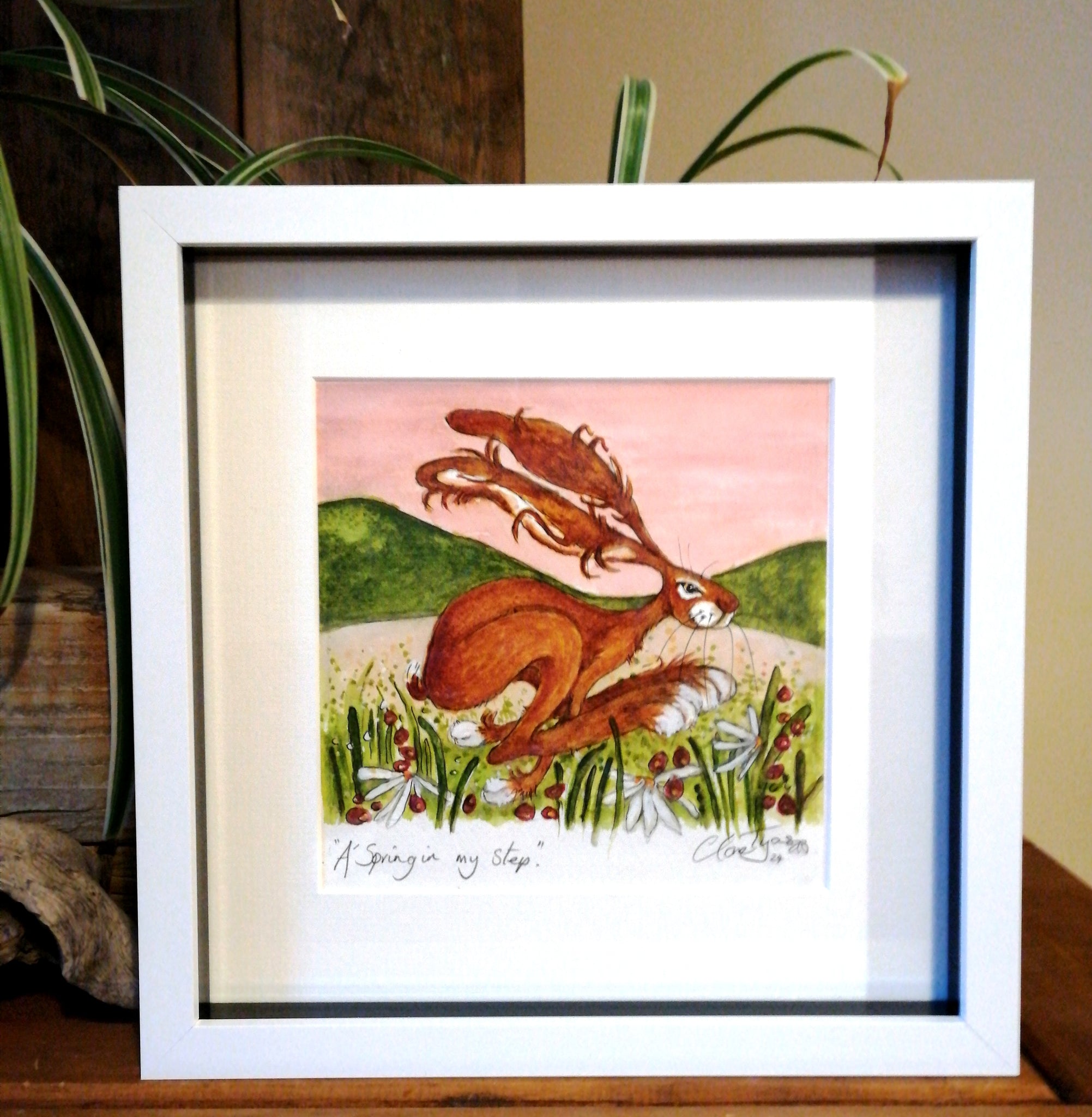 A spring in my step. Original watercolour signed and framed.