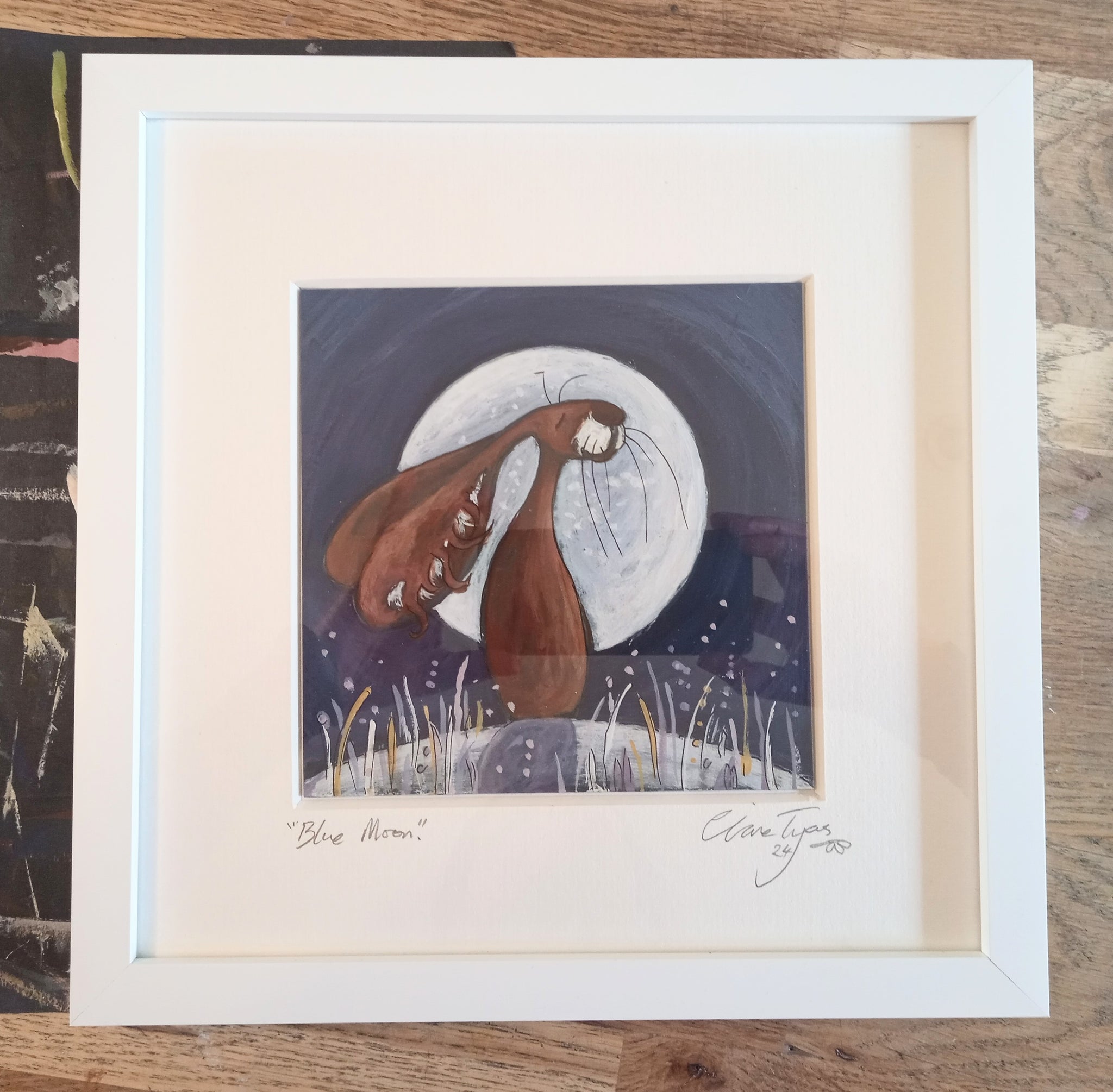 Blue Moon. Original watercolour signed and framed.