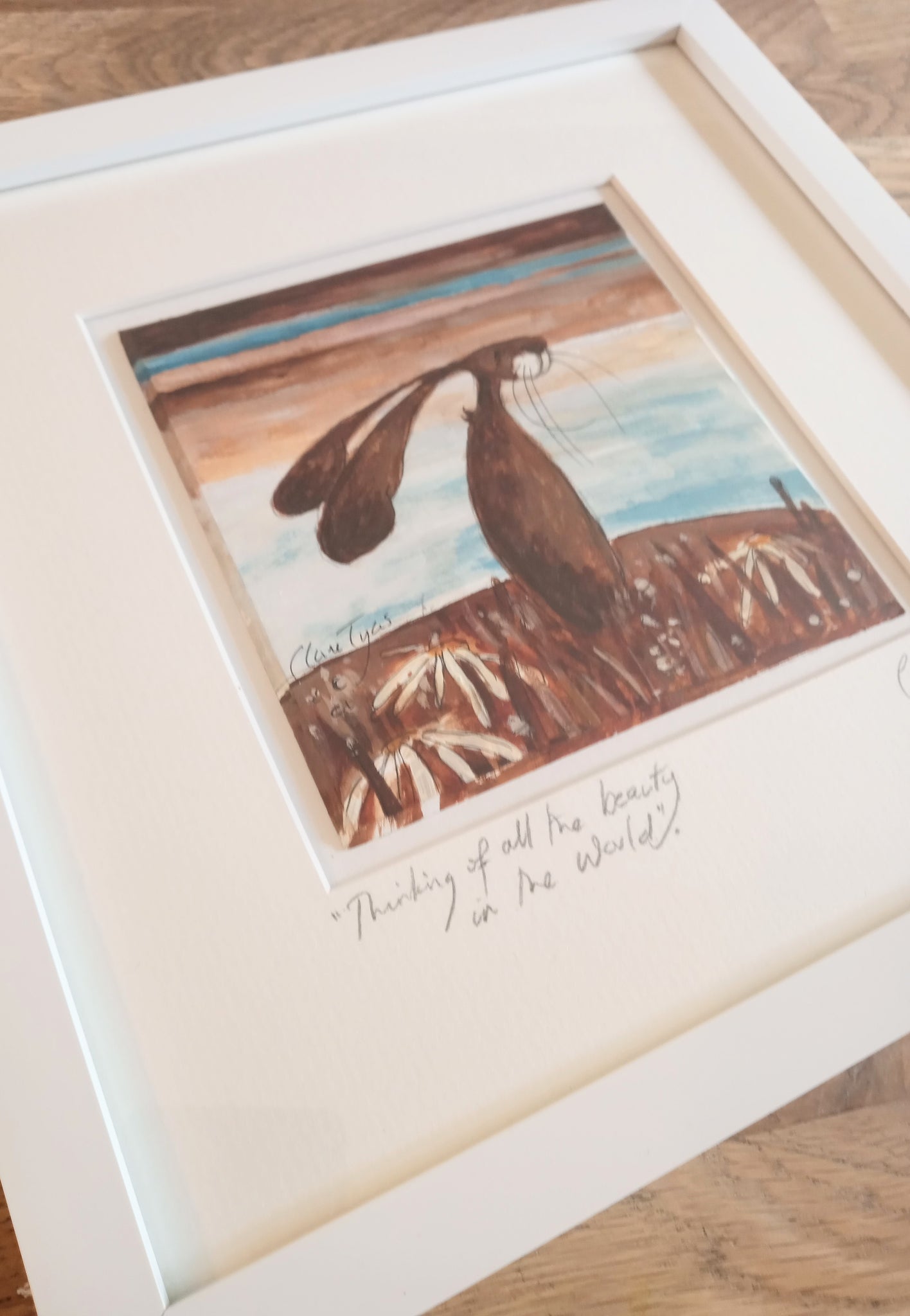Thinking of all the beauty in the World. Original watercolour signed and framed.