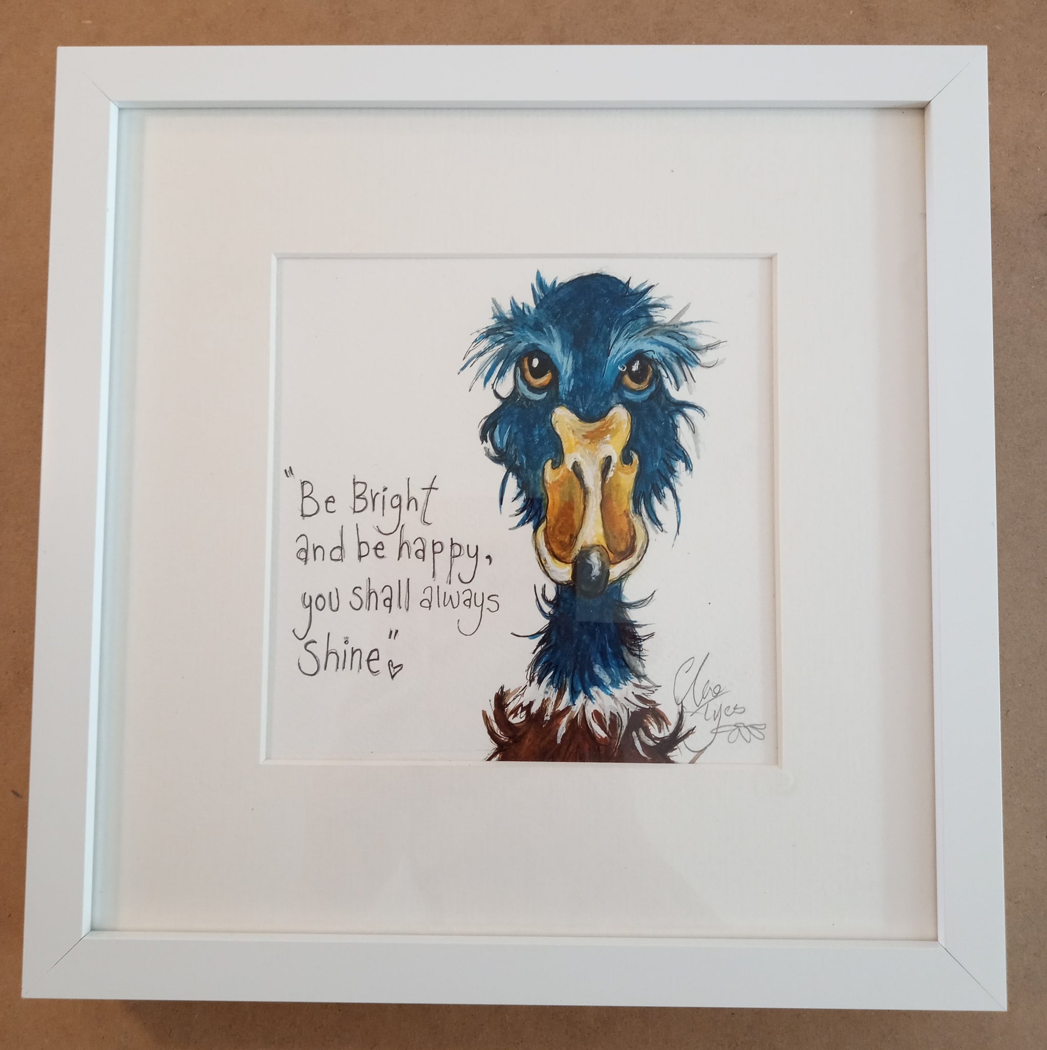 Marmaduck Puddles.Aka. Bluey..Framed original smiley sketch.