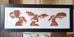 My Three Boys.. Hares. Original watercolour.