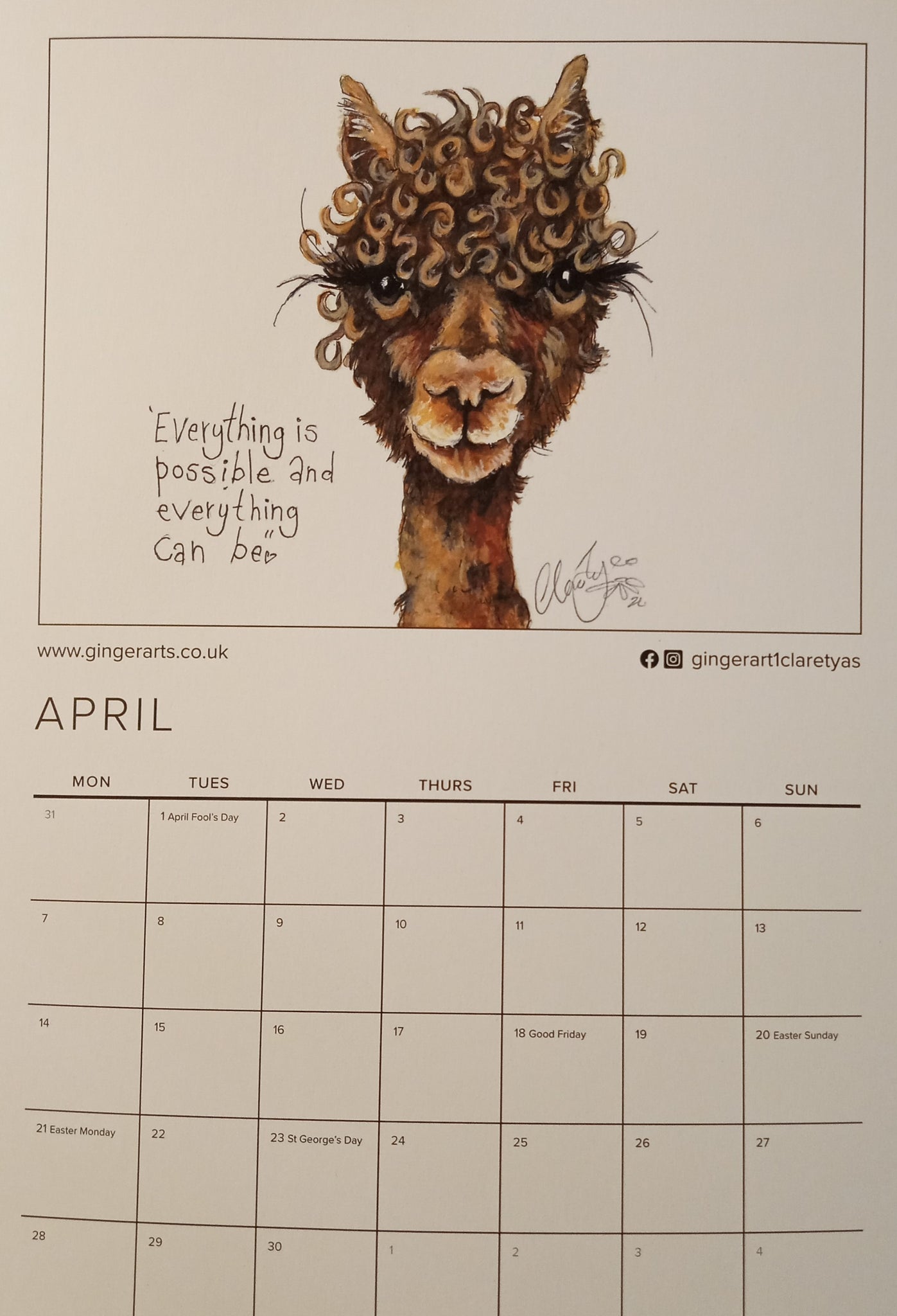 GingerArts 2025 Smiley Sketches Calendar.