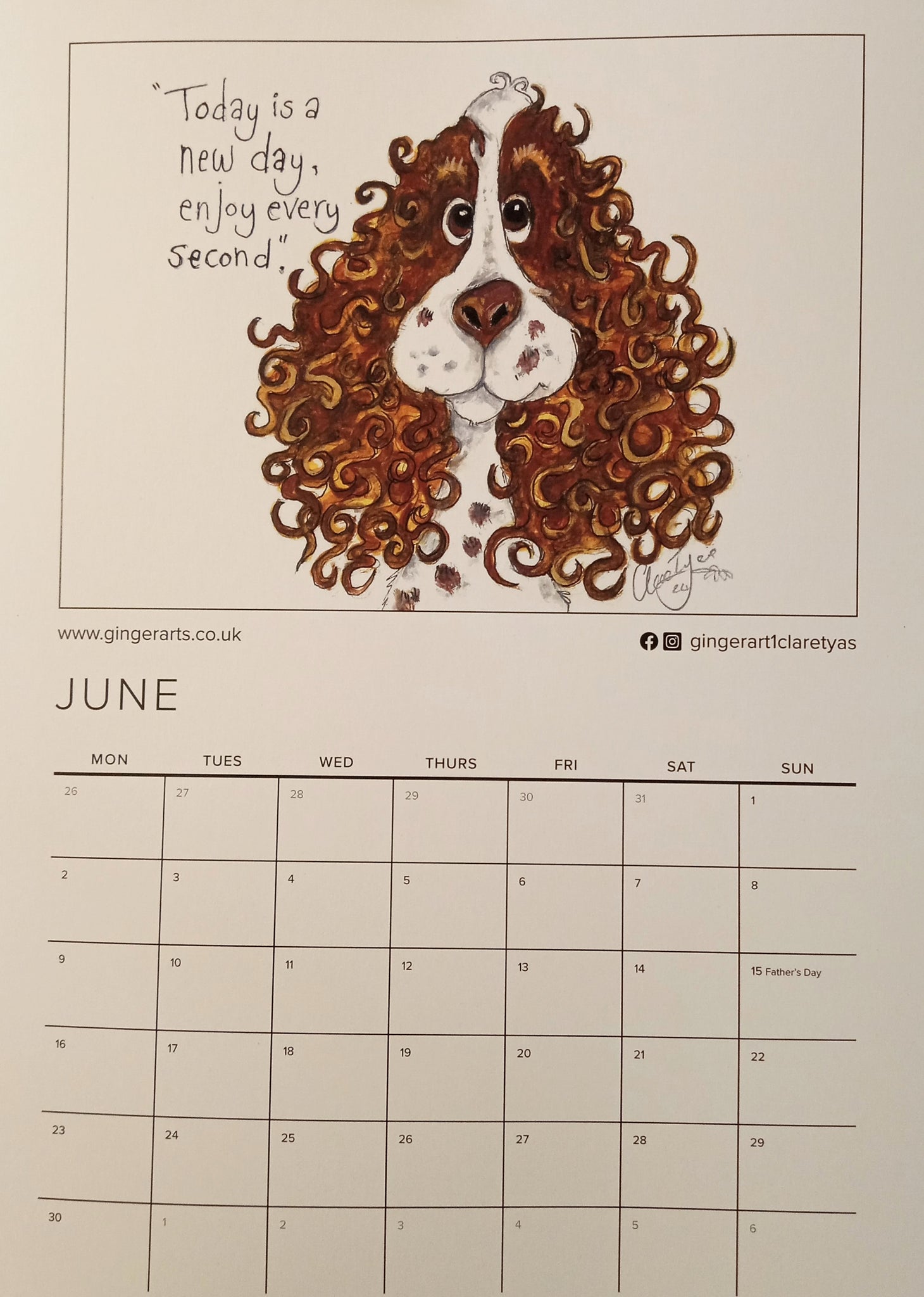 GingerArts 2025 Smiley sketches Calendar.