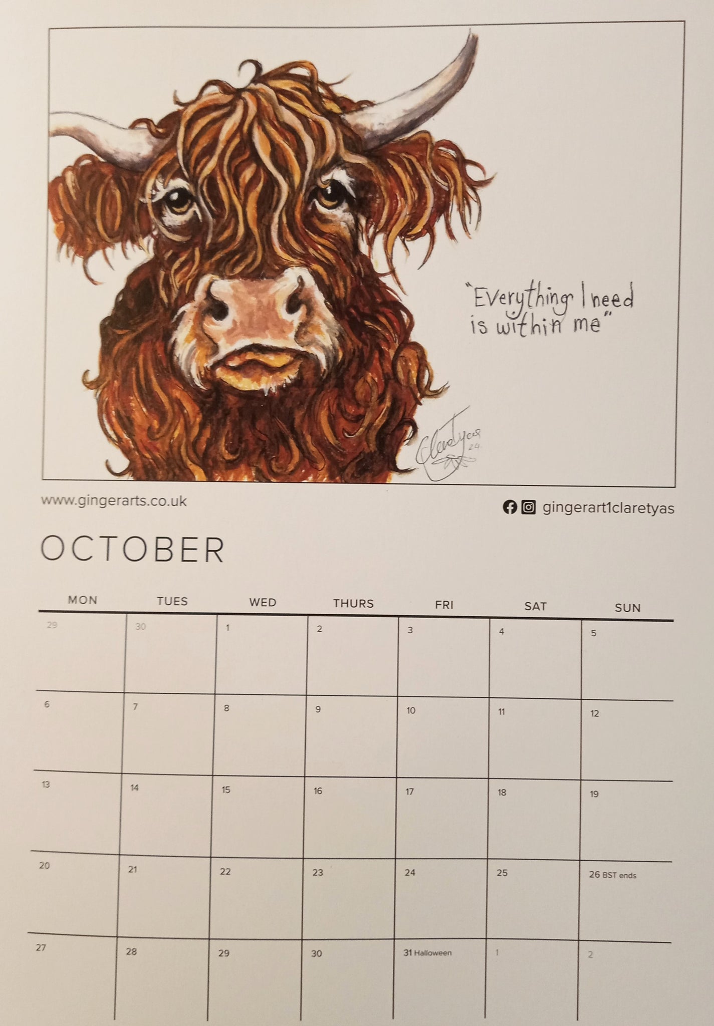 GingerArts 2025 Smiley Sketches Calendar.