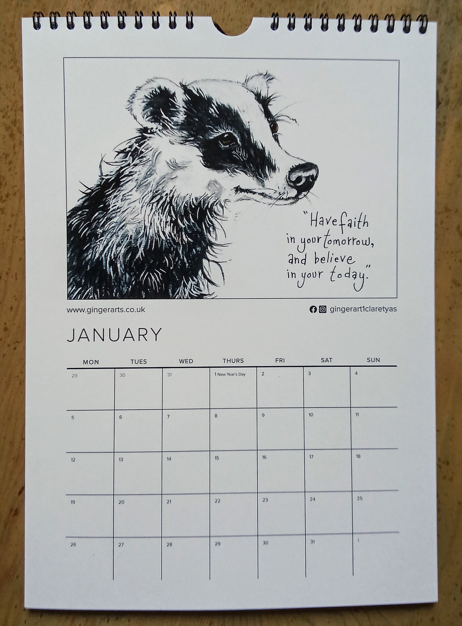 Calendrier GingerArts 2025 Smiley Sketches.