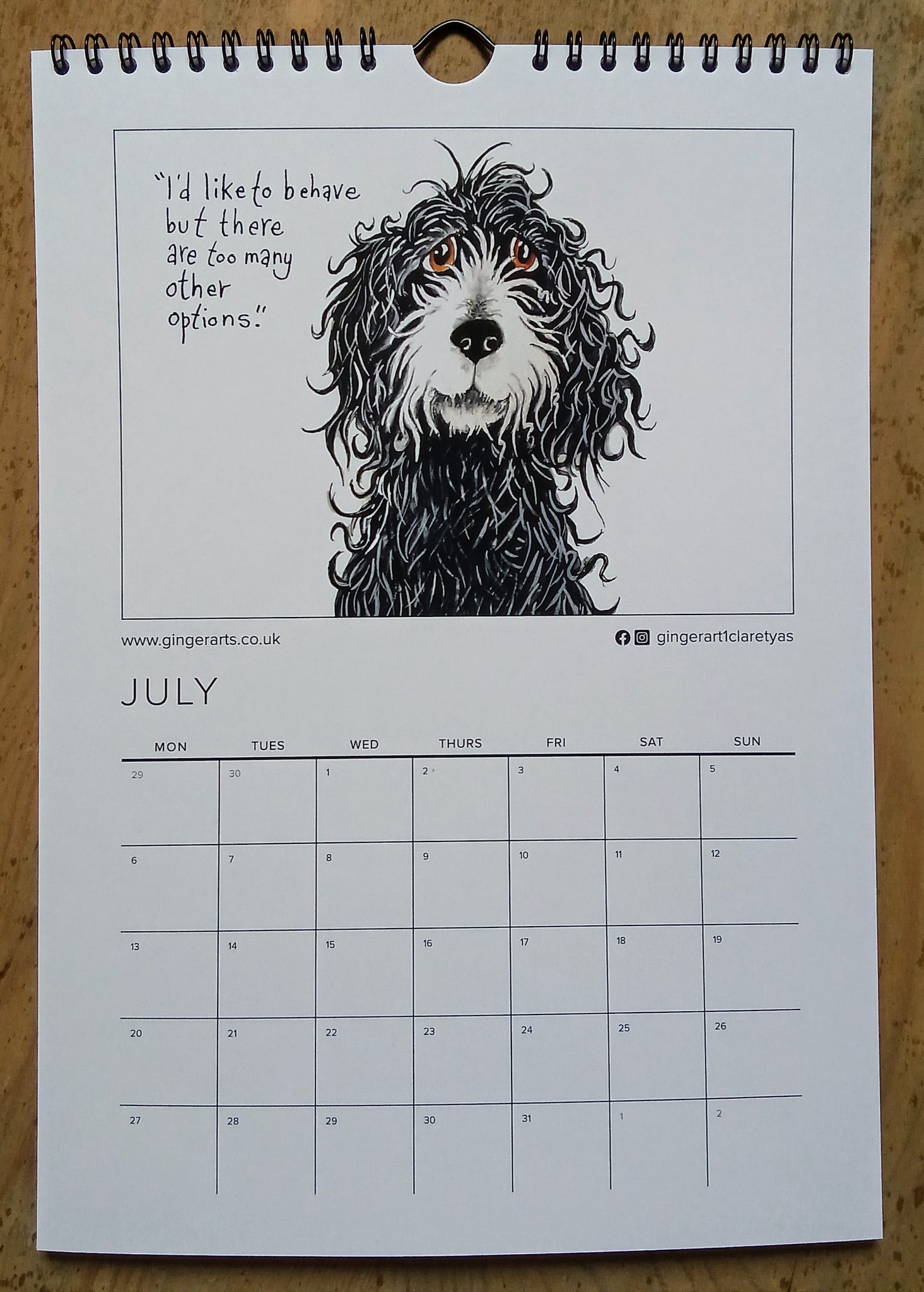 Calendrier GingerArts 2025 Smiley Sketches.