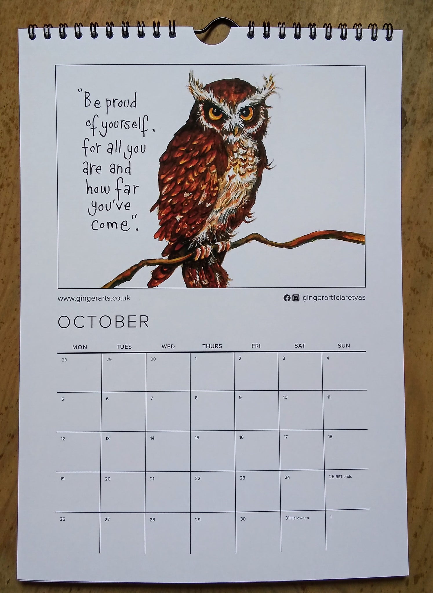 Calendrier GingerArts 2025 Smiley Sketches.