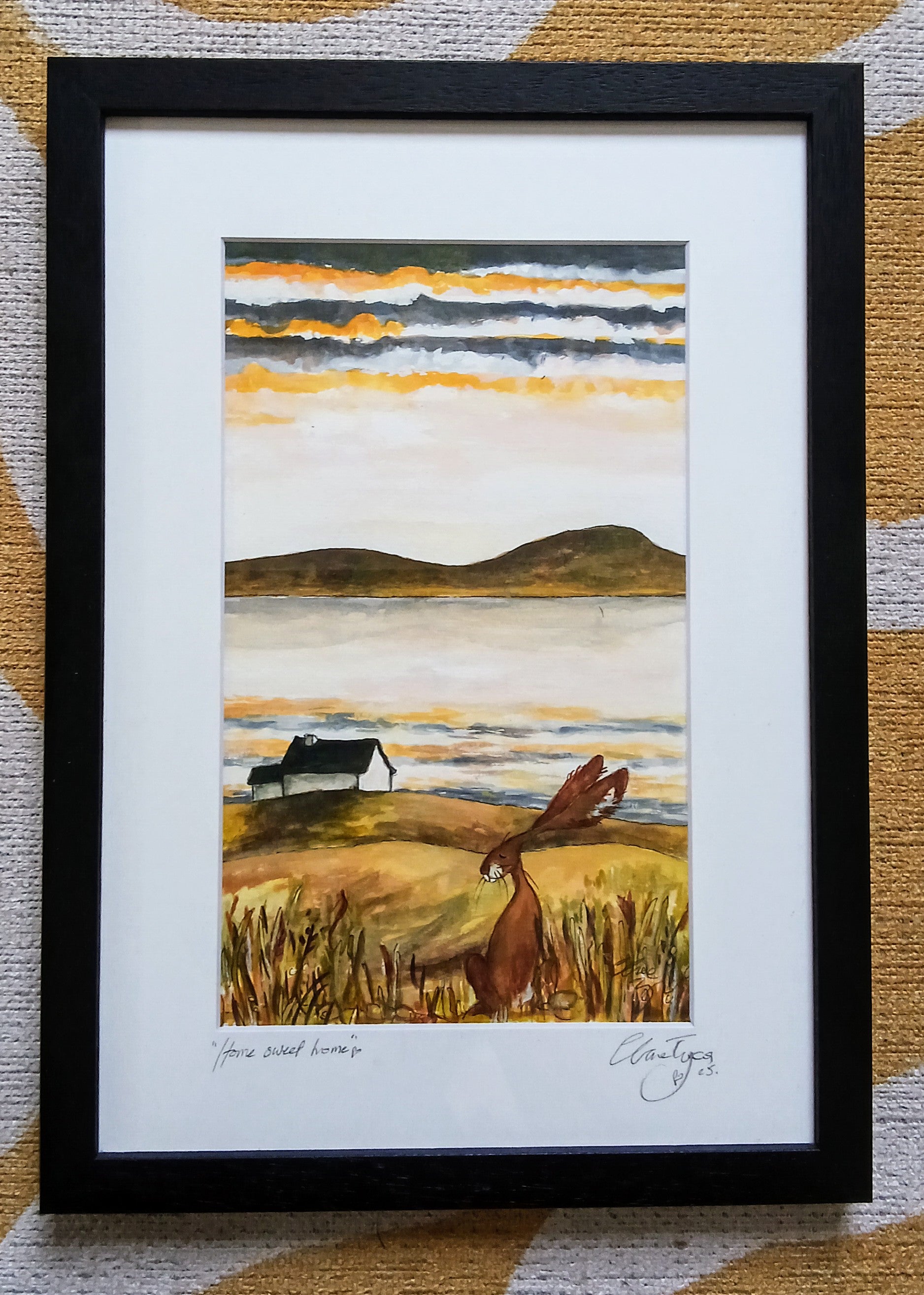 Home sweet home.Original watercolour signed and framed.