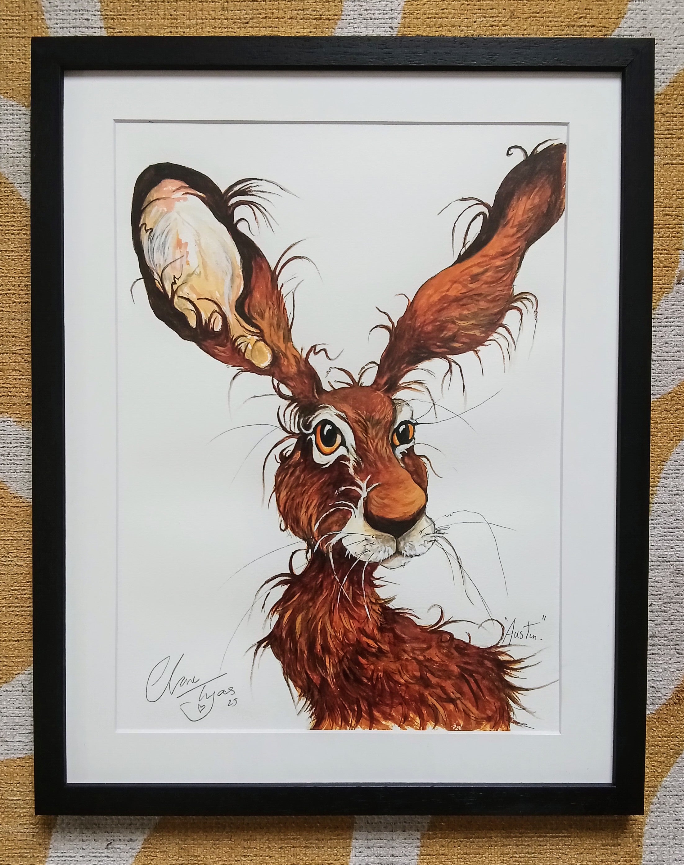 Lenny .Aquarelle originale signée et encadrée