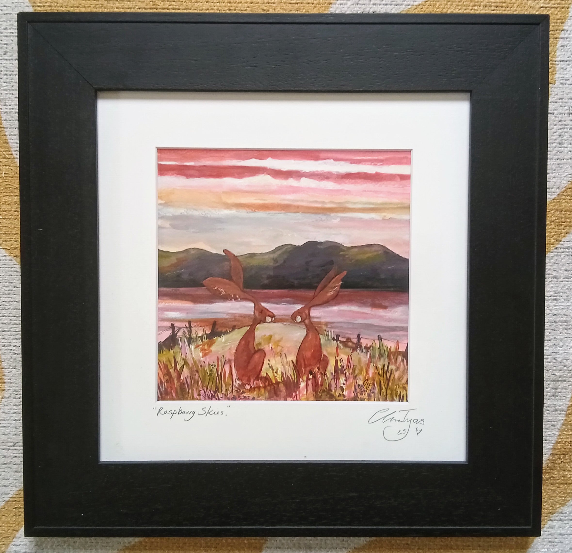 Est-il né dans une grange ? Aquarelle originale signée et encadrée.