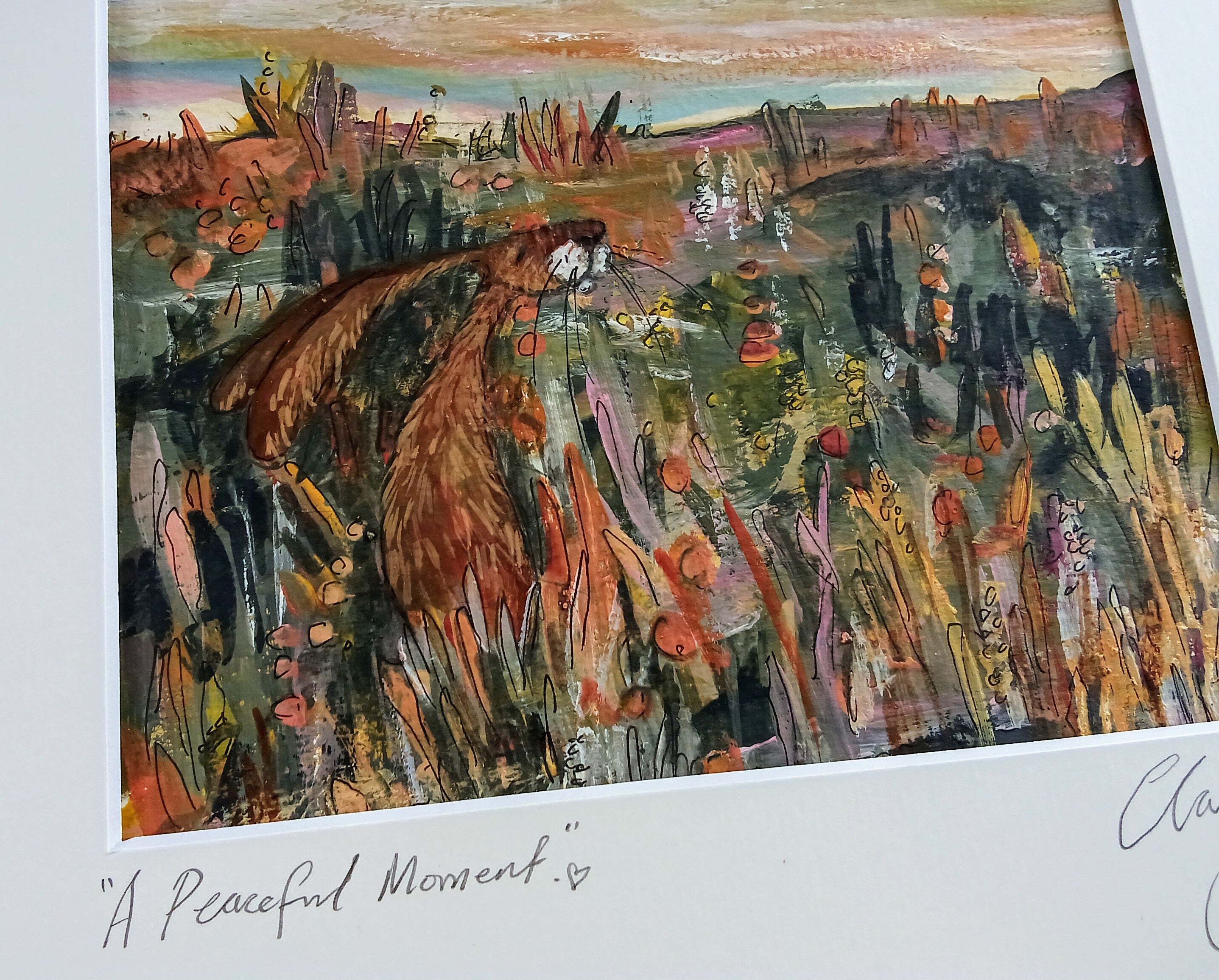 A Peaceful moment. Original watercolour signed and framed.