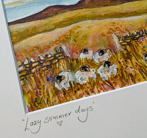 Lazy summer days.Original watercolour signed and framed.