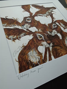 Watching them grow. Original watercolour framed.