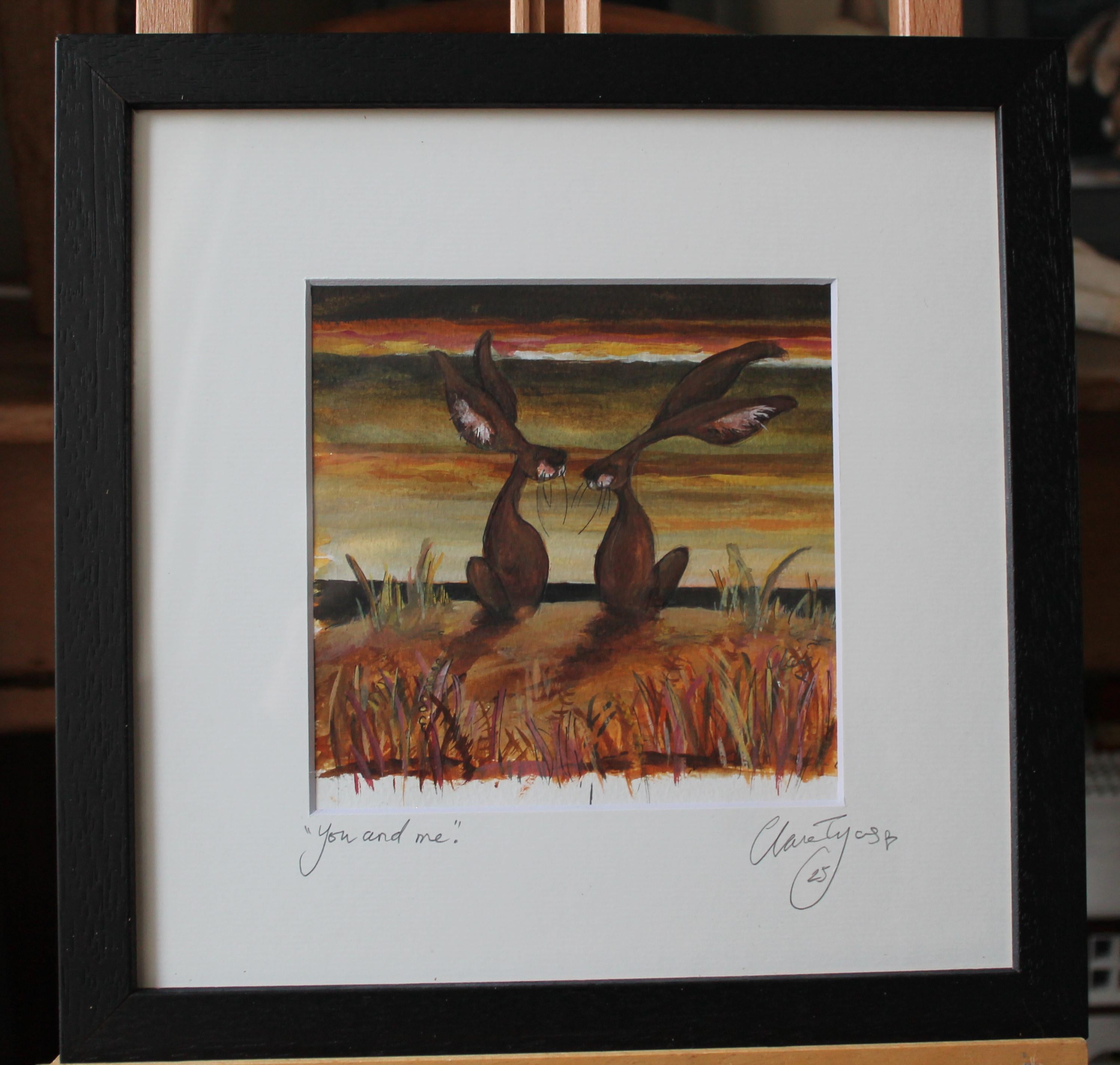 You and Me original watercolour signed and framed.