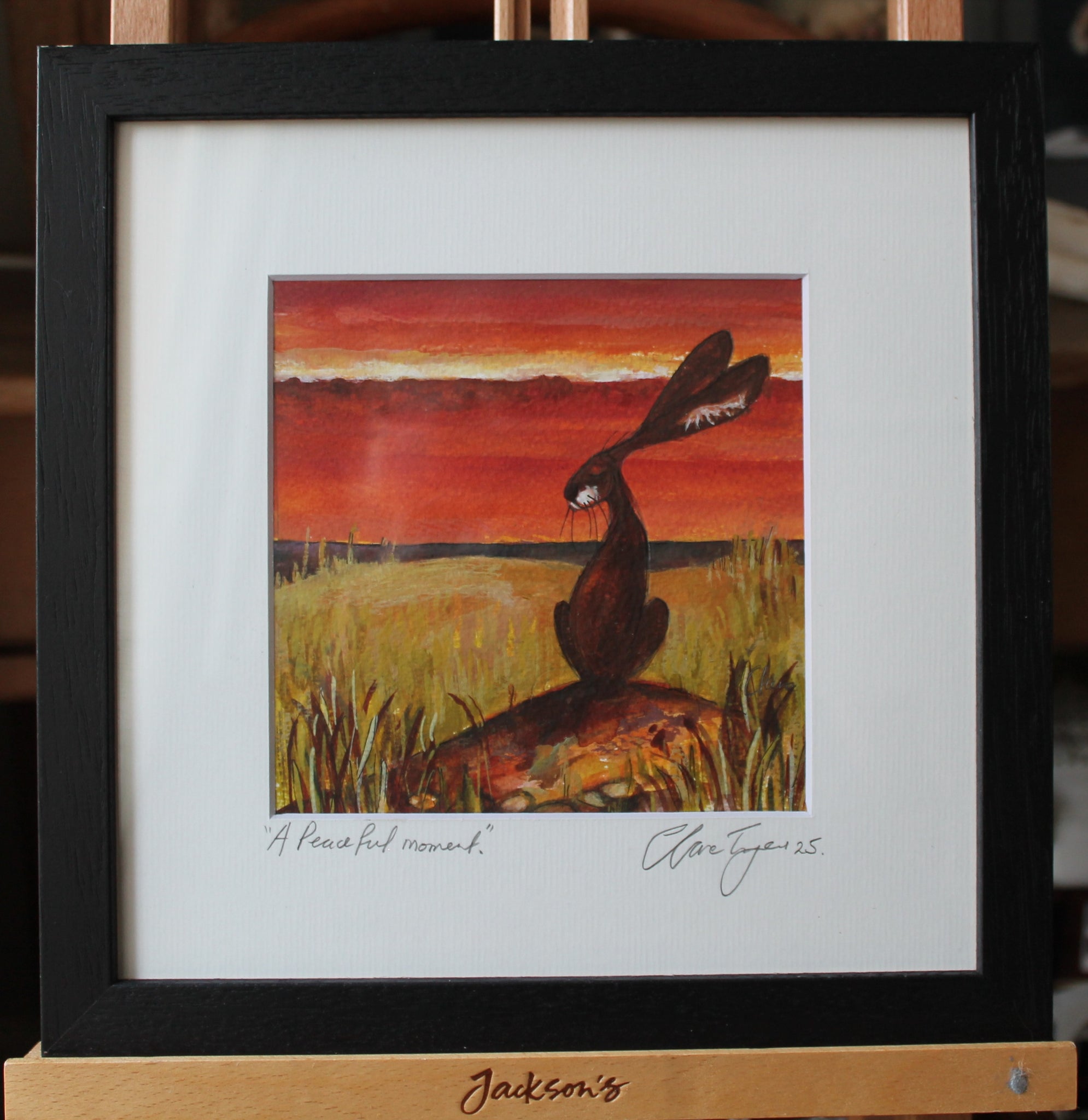 A peaceful moment original watercolour signed and framed.