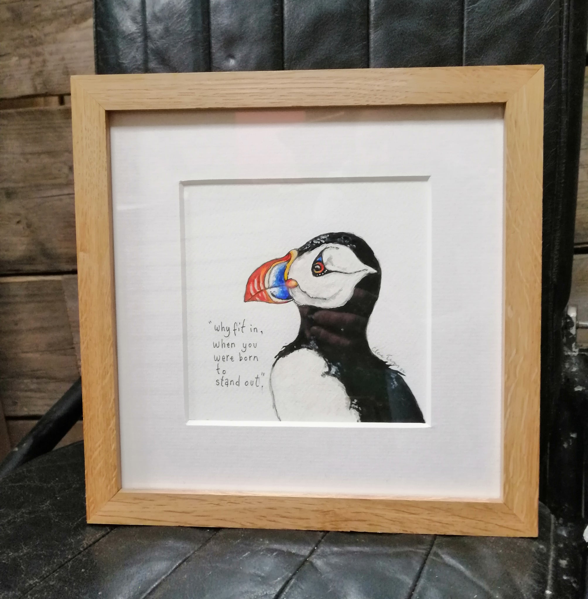 Anne. Why fit in when you were born to stand out. Framed original smiley sketch.