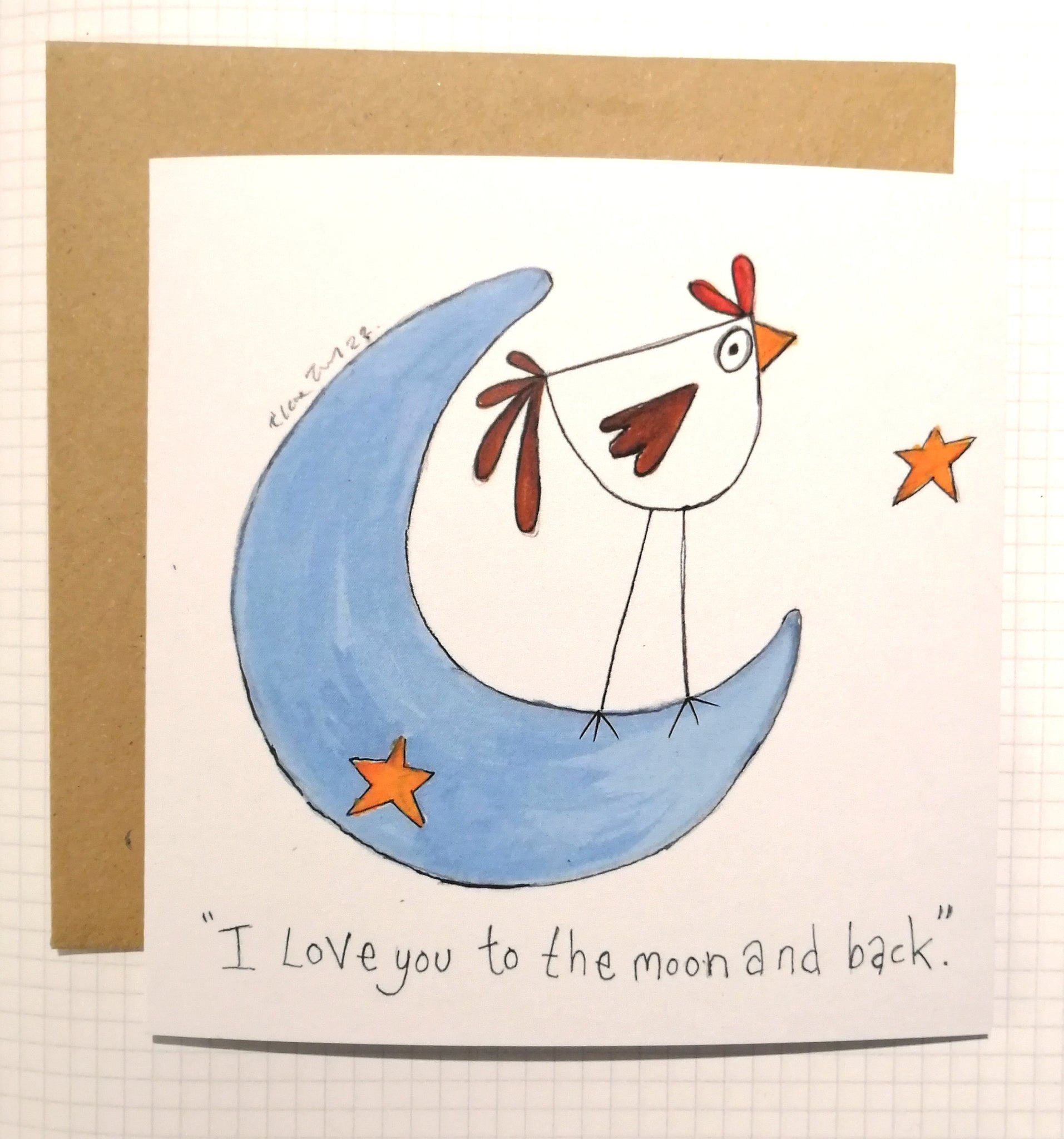 I love you to the moon and back. Greetings card.