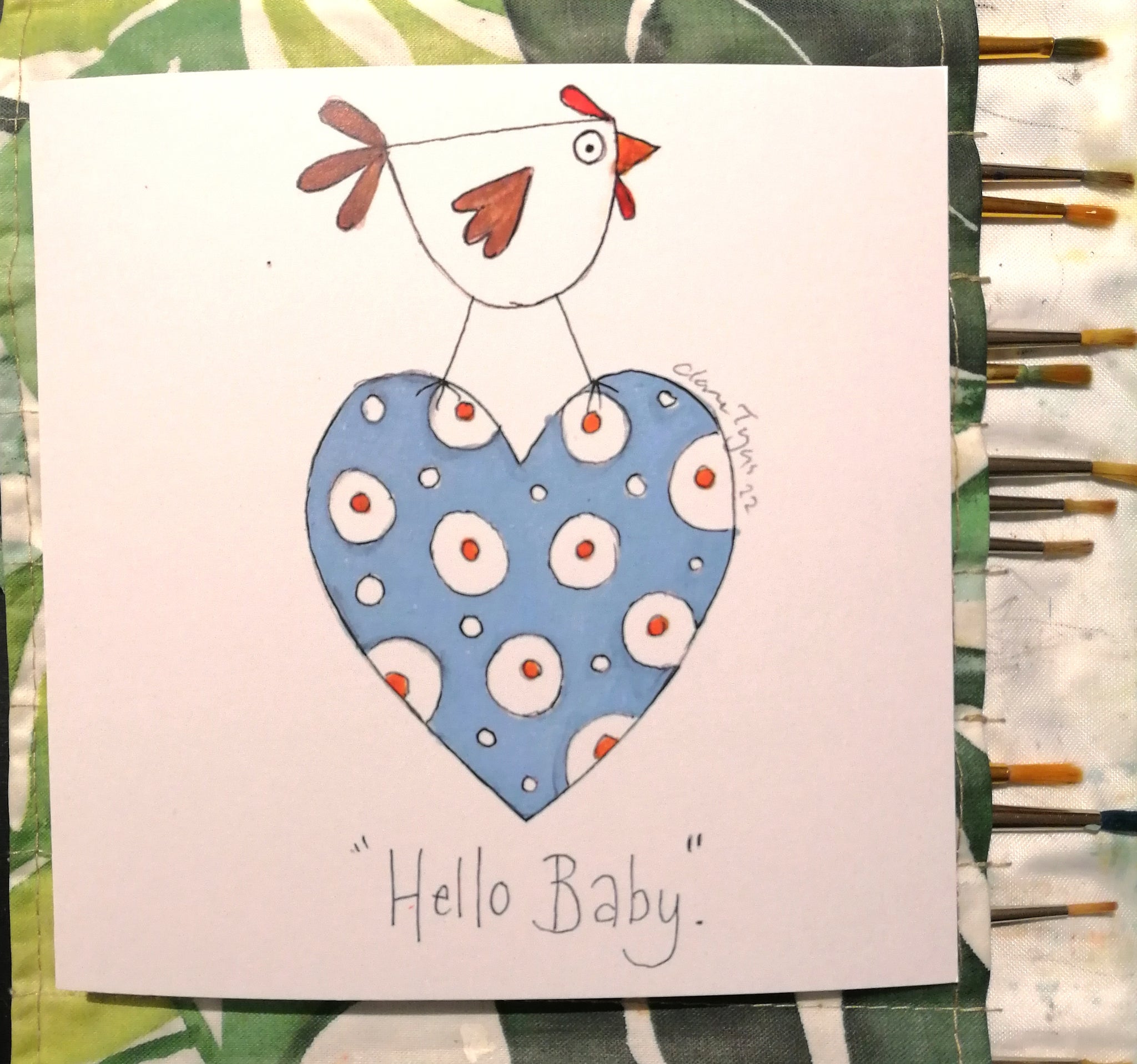 Hello Baby.  Hope, Dream. Greetings card.