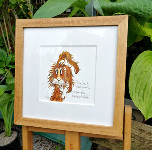 Chester. The best view comes after the hardest climb. Mounted original smiley sketch.