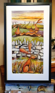 Our Budle Bay Days. Original watercolour signed and framed