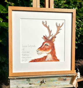 Christopher. Leave footprints of love and kindness everywhere you go..Original watercolour painting, signed and Framed in solid Oak. Available posted UK and Worldwide.